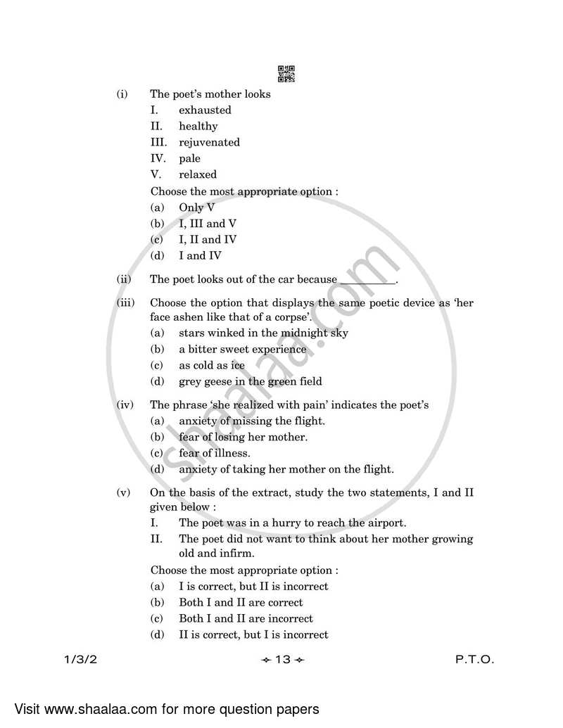 English Core 2022-2023 - CBSE 12th - Class 12 - CBSE (Central Board of Secondary Education) question paper with PDF download