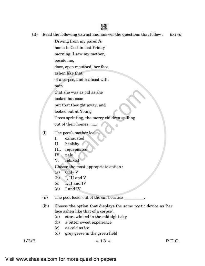 English Core 2022-2023 - CBSE 12th - Class 12 - CBSE (Central Board of Secondary Education) question paper with PDF download