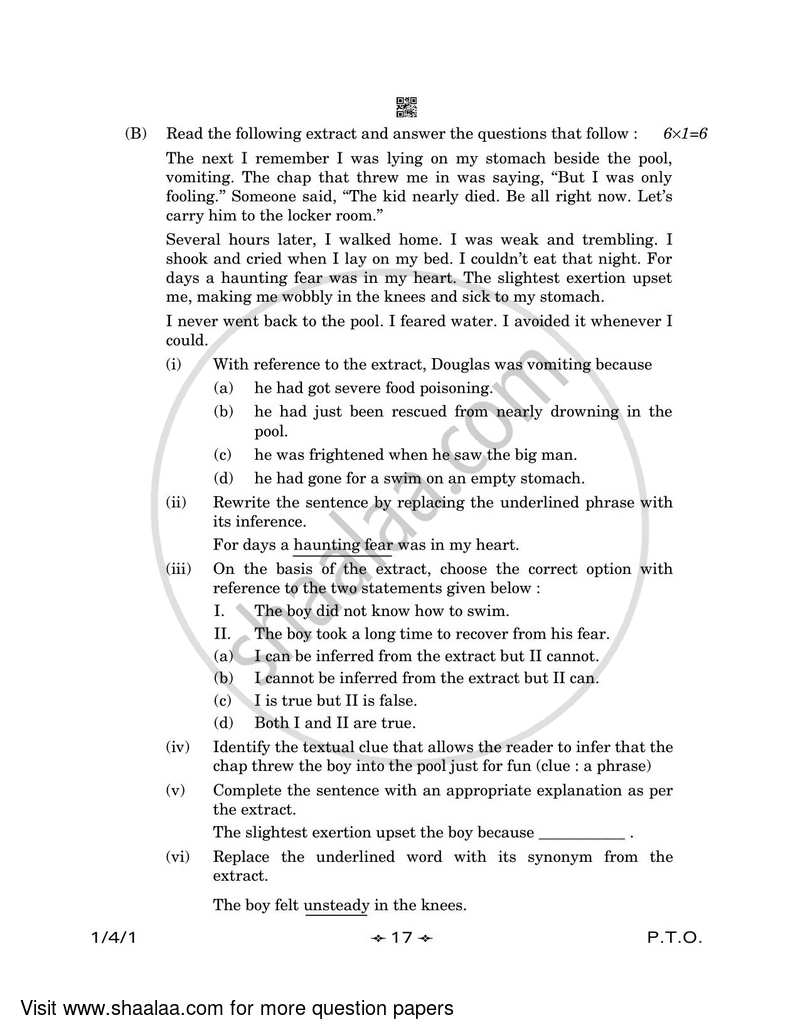 English Core 2022-2023 - CBSE 12th - Class 12 - CBSE (Central Board of Secondary Education) question paper with PDF download