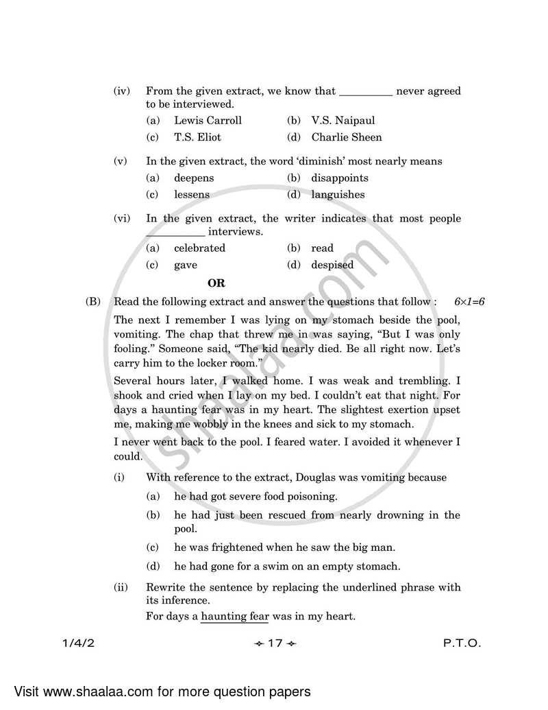 English Core 2022-2023 - CBSE 12th - Class 12 - CBSE (Central Board of Secondary Education) question paper with PDF download