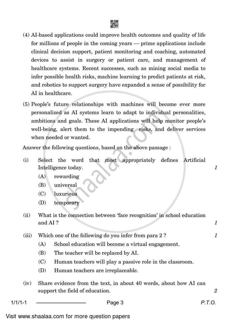 English Core 2023-2024 - CBSE 12th - Class 12 - CBSE (Central Board of Secondary Education) question paper with PDF download