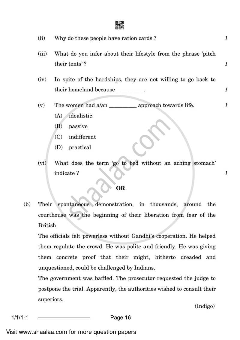 English Core 2023-2024 - CBSE 12th - Class 12 - CBSE (Central Board of Secondary Education) question paper with PDF download