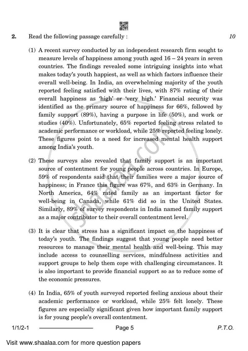 English Core 2023-2024 - CBSE 12th - Class 12 - CBSE (Central Board of Secondary Education) question paper with PDF download