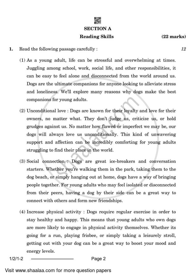 English Core 2023-2024 - CBSE 12th - Class 12 - CBSE (Central Board of Secondary Education) question paper with PDF download