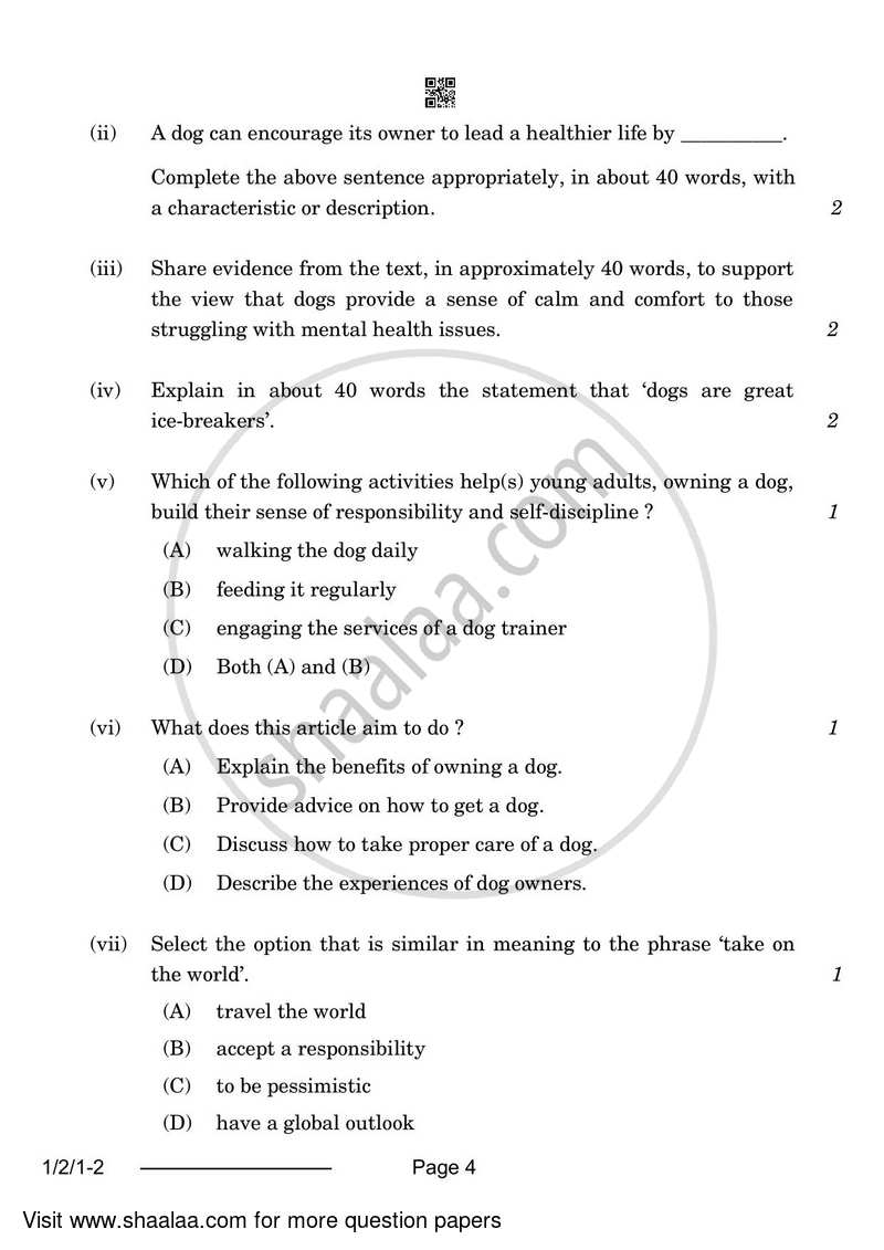 English Core 2023-2024 - CBSE 12th - Class 12 - CBSE (Central Board of Secondary Education) question paper with PDF download