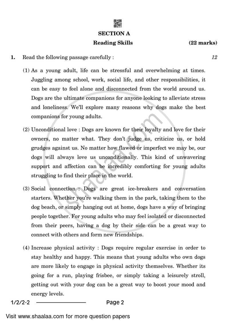 English Core 2023-2024 - CBSE 12th - Class 12 - CBSE (Central Board of Secondary Education) question paper with PDF download