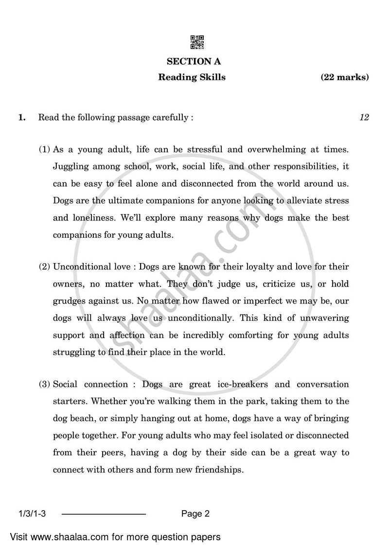 English Core 2023-2024 - CBSE 12th - Class 12 - CBSE (Central Board of Secondary Education) question paper with PDF download