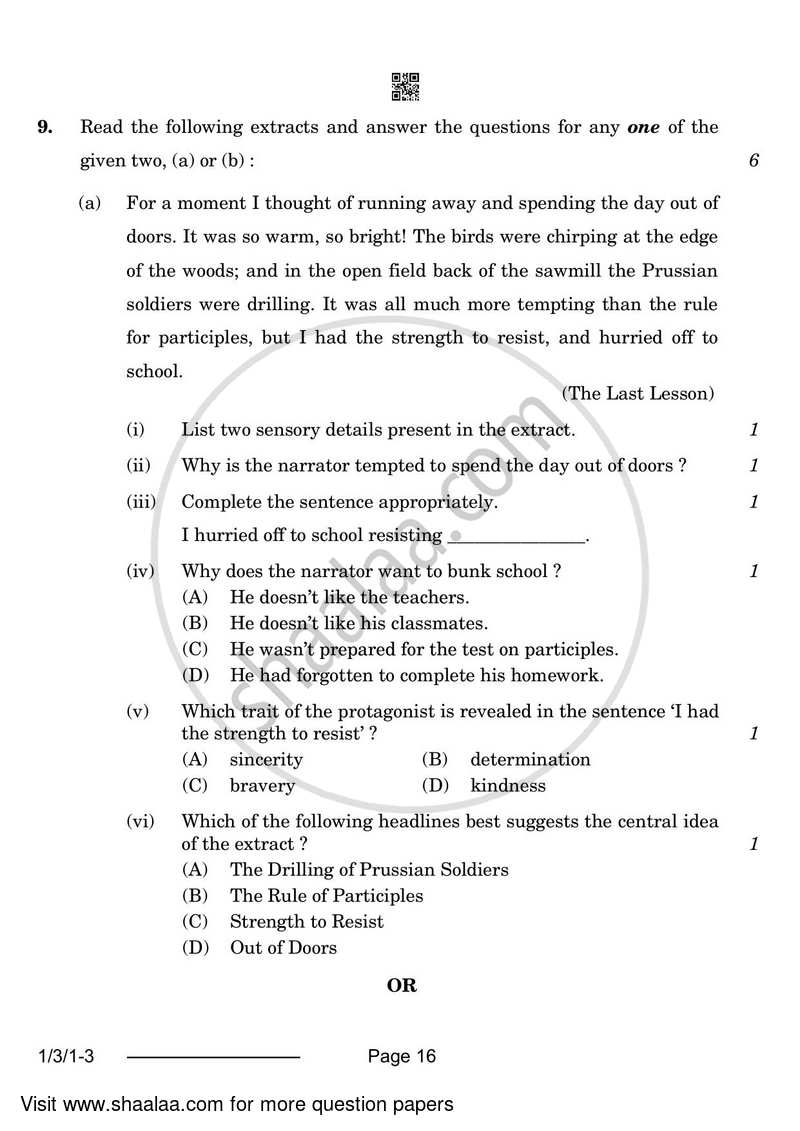 English Core 2023-2024 - CBSE 12th - Class 12 - CBSE (Central Board of Secondary Education) question paper with PDF download