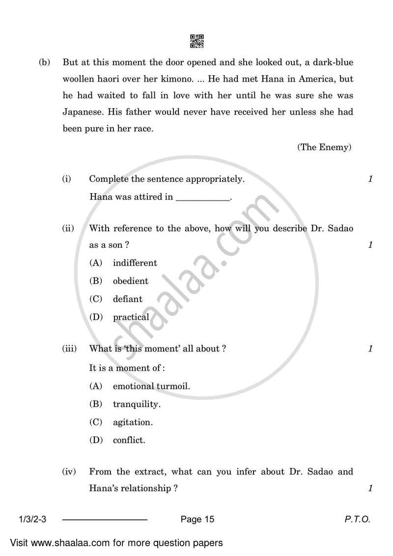 English Core 2023-2024 - CBSE 12th - Class 12 - CBSE (Central Board of Secondary Education) question paper with PDF download