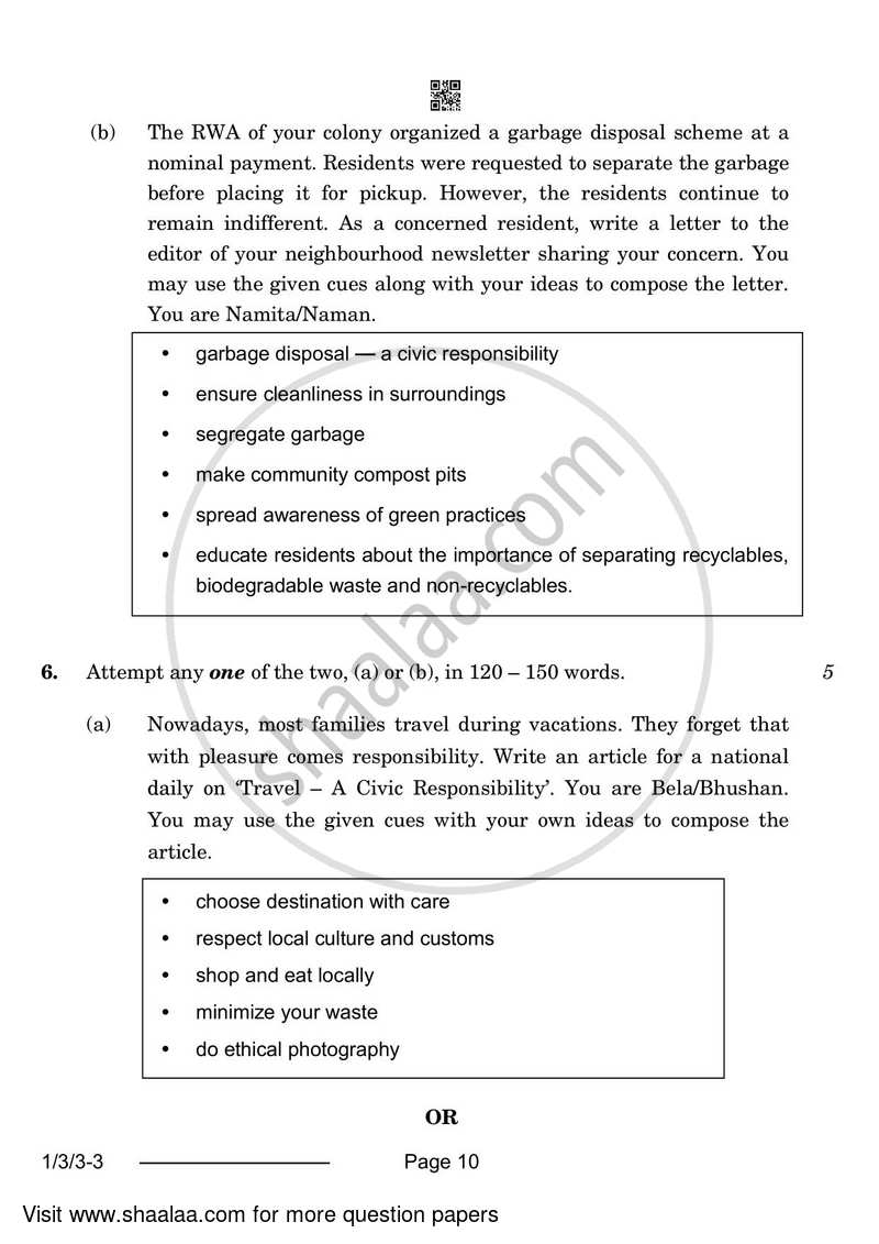 English Core 2023-2024 - CBSE 12th - Class 12 - CBSE (Central Board of Secondary Education) question paper with PDF download
