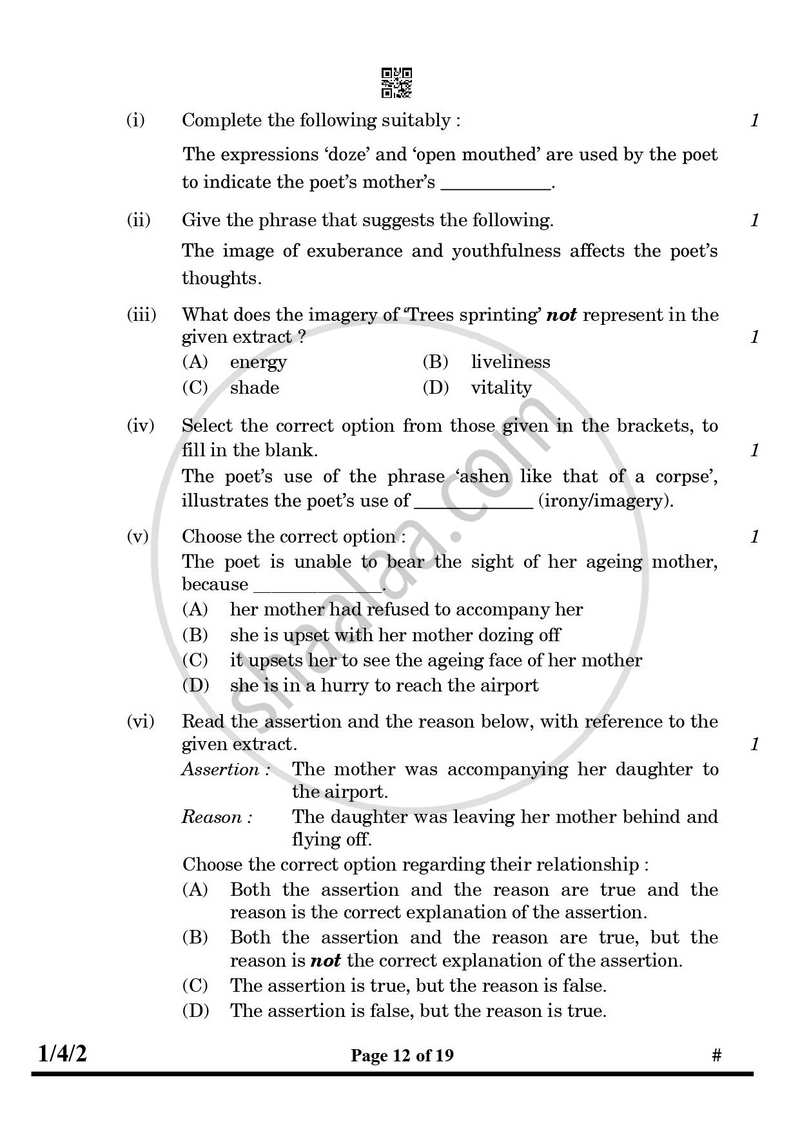 English Core 2024-2025 - CBSE 12th - Class 12 - CBSE (Central Board of Secondary Education) question paper with PDF download