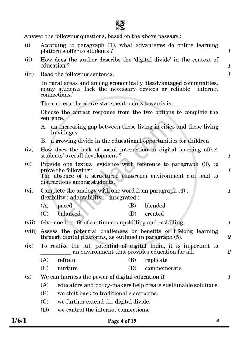 English Core 2024-2025 - CBSE 12th - Class 12 - CBSE (Central Board of Secondary Education) question paper with PDF download