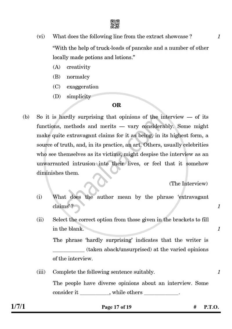 English Core 2024-2025 - CBSE 12th - Class 12 - CBSE (Central Board of Secondary Education) question paper with PDF download