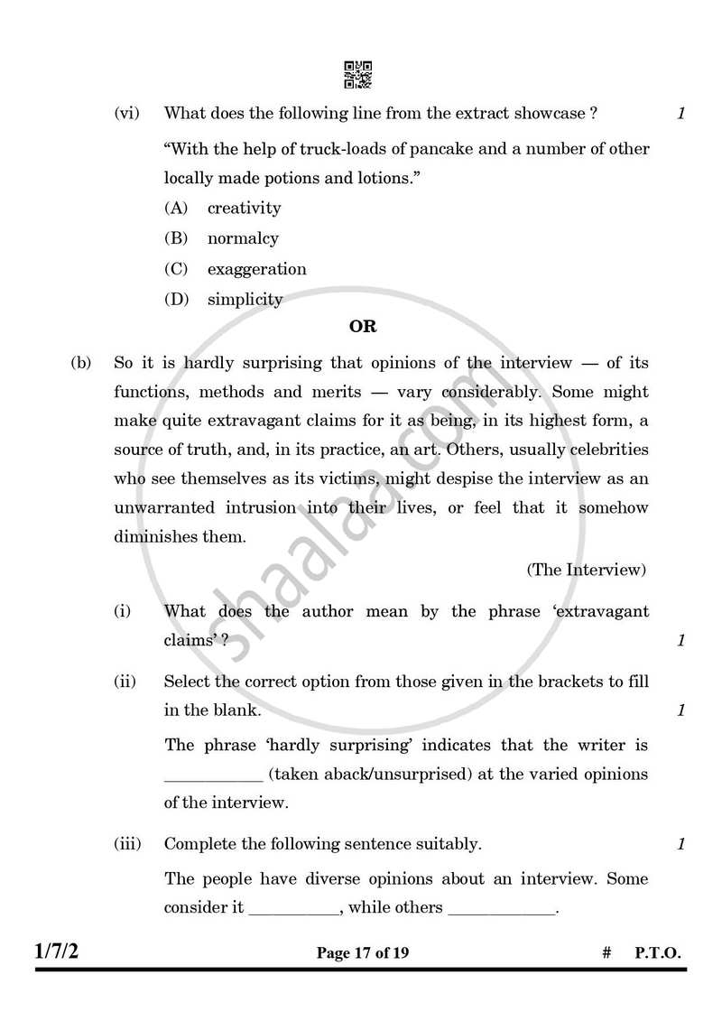 English Core 2024-2025 - CBSE 12th - Class 12 - CBSE (Central Board of Secondary Education) question paper with PDF download