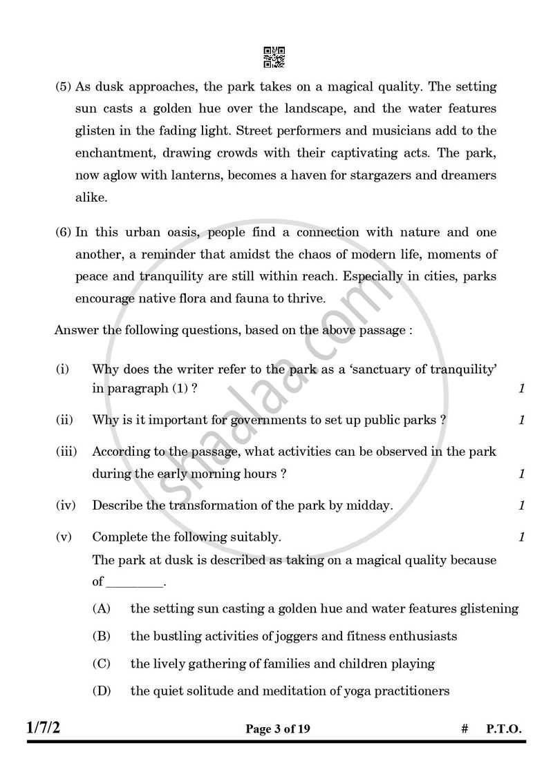 English Core 2024-2025 - CBSE 12th - Class 12 - CBSE (Central Board of Secondary Education) question paper with PDF download