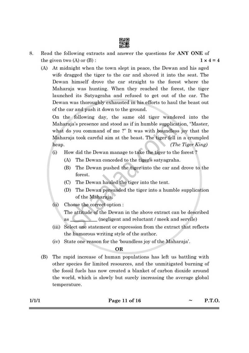 English Core 2024-2025 - CBSE 12th - Class 12 - CBSE (Central Board of Secondary Education) question paper with PDF download