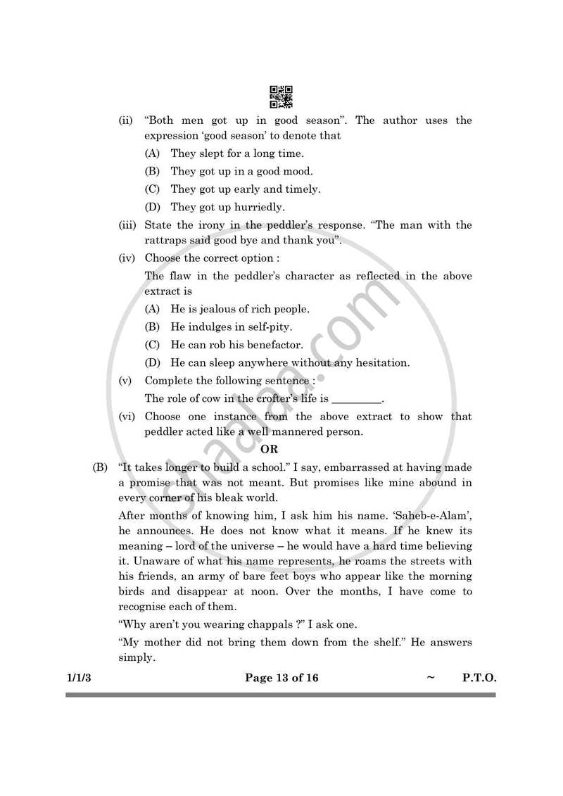 English Core 2024-2025 - CBSE 12th - Class 12 - CBSE (Central Board of Secondary Education) question paper with PDF download