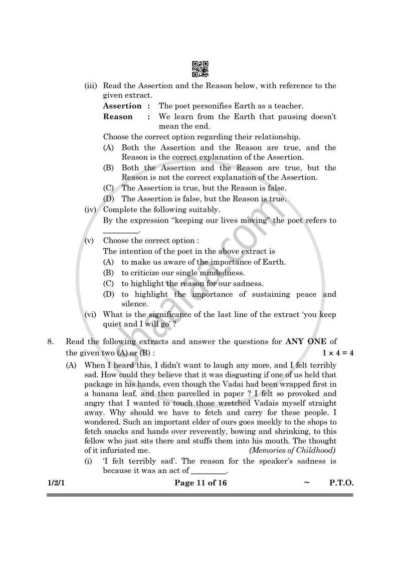 English Core 2024-2025 - CBSE 12th - Class 12 - CBSE (Central Board of Secondary Education) question paper with PDF download