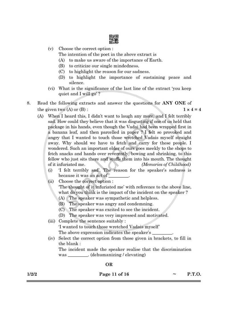 English Core 2024-2025 - CBSE 12th - Class 12 - CBSE (Central Board of Secondary Education) question paper with PDF download