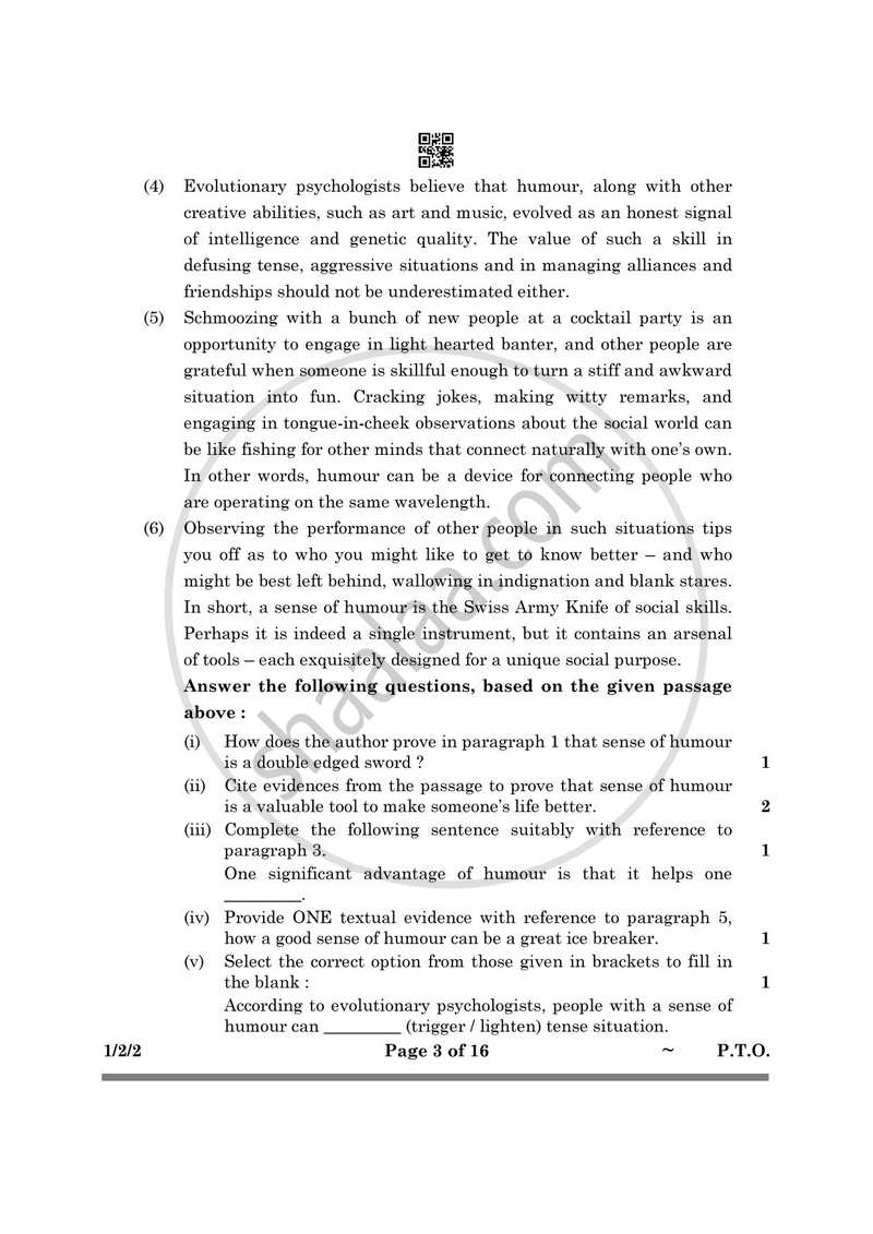 English Core 2024-2025 - CBSE 12th - Class 12 - CBSE (Central Board of Secondary Education) question paper with PDF download