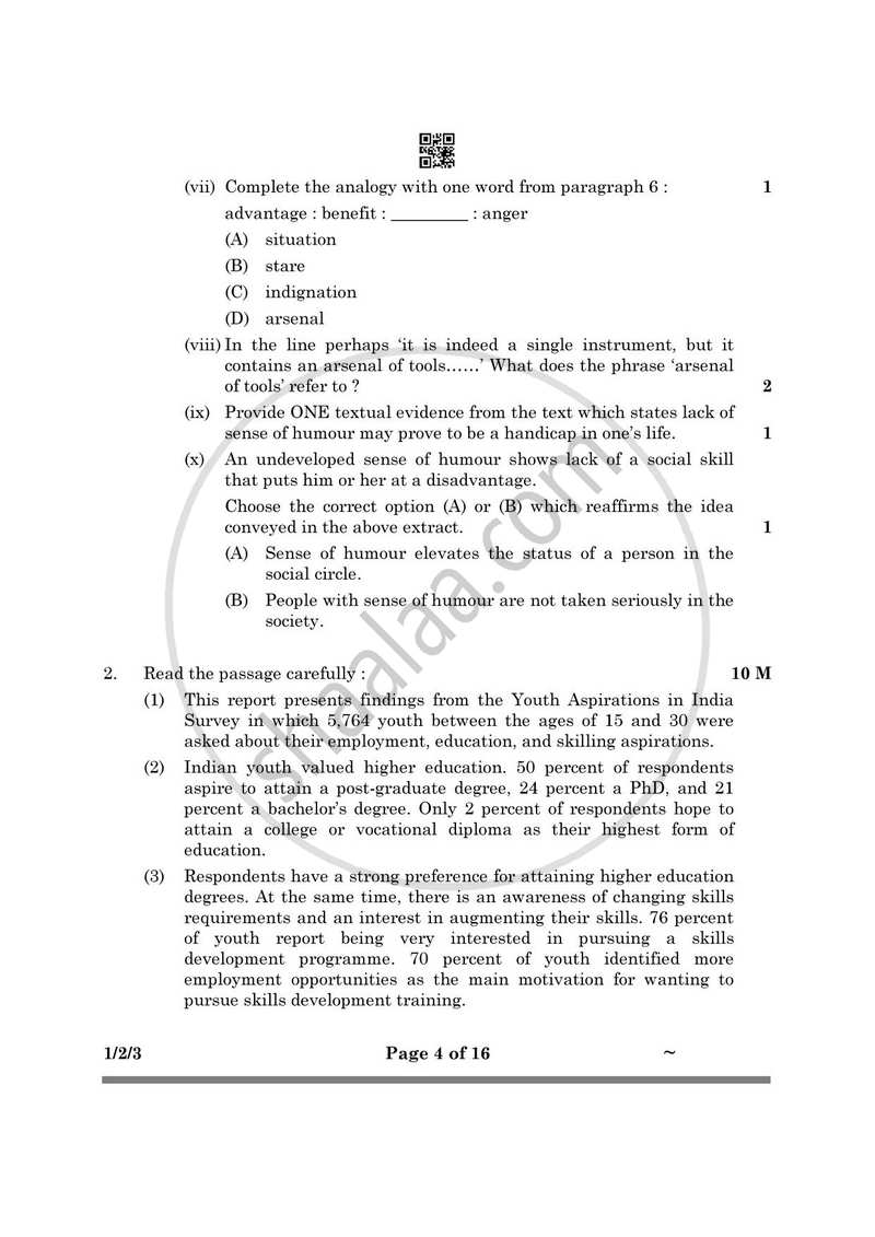 English Core 2024-2025 - CBSE 12th - Class 12 - CBSE (Central Board of Secondary Education) question paper with PDF download