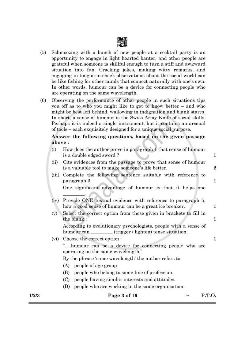 English Core 2024-2025 - CBSE 12th - Class 12 - CBSE (Central Board of Secondary Education) question paper with PDF download