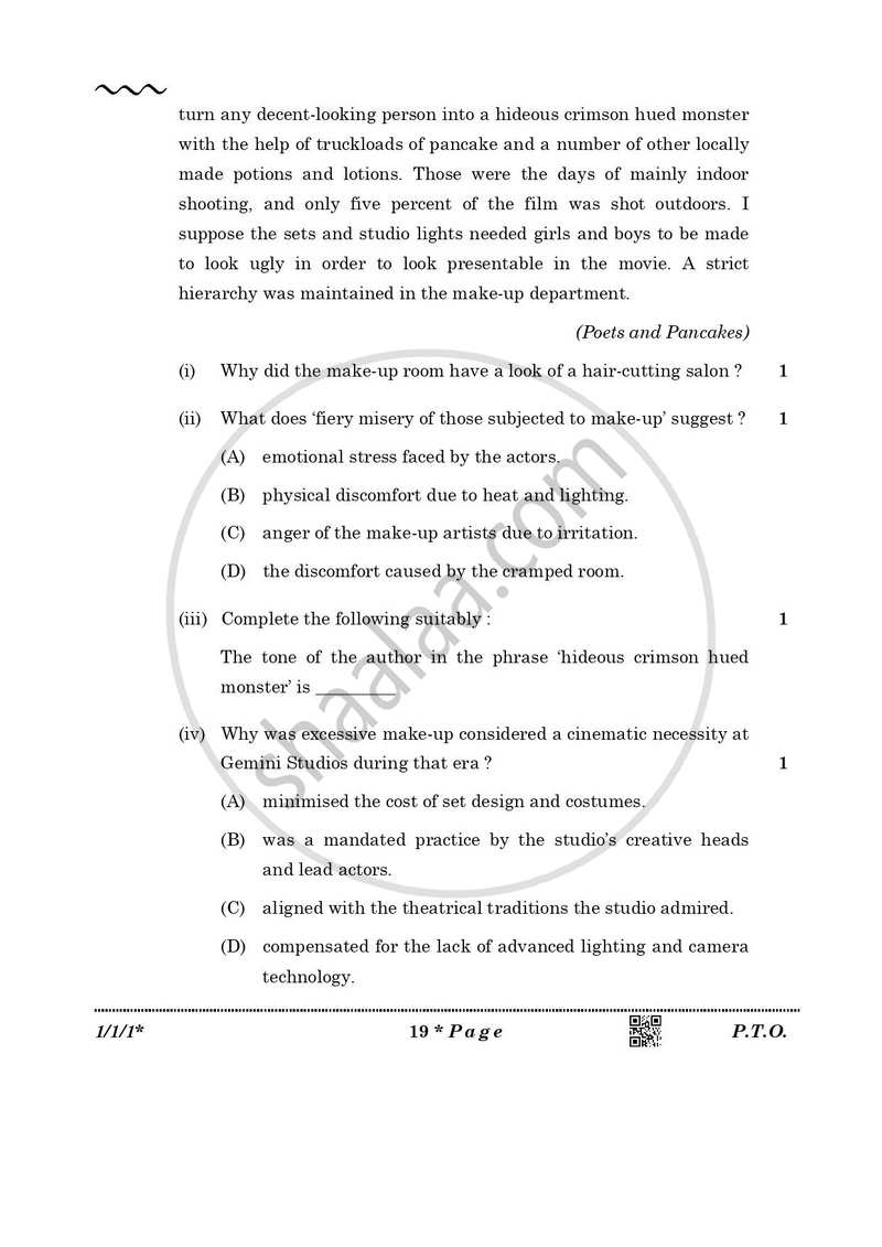 English Core 2025-2026 - CBSE 12th - Class 12 - CBSE (Central Board of Secondary Education) question paper with PDF download
