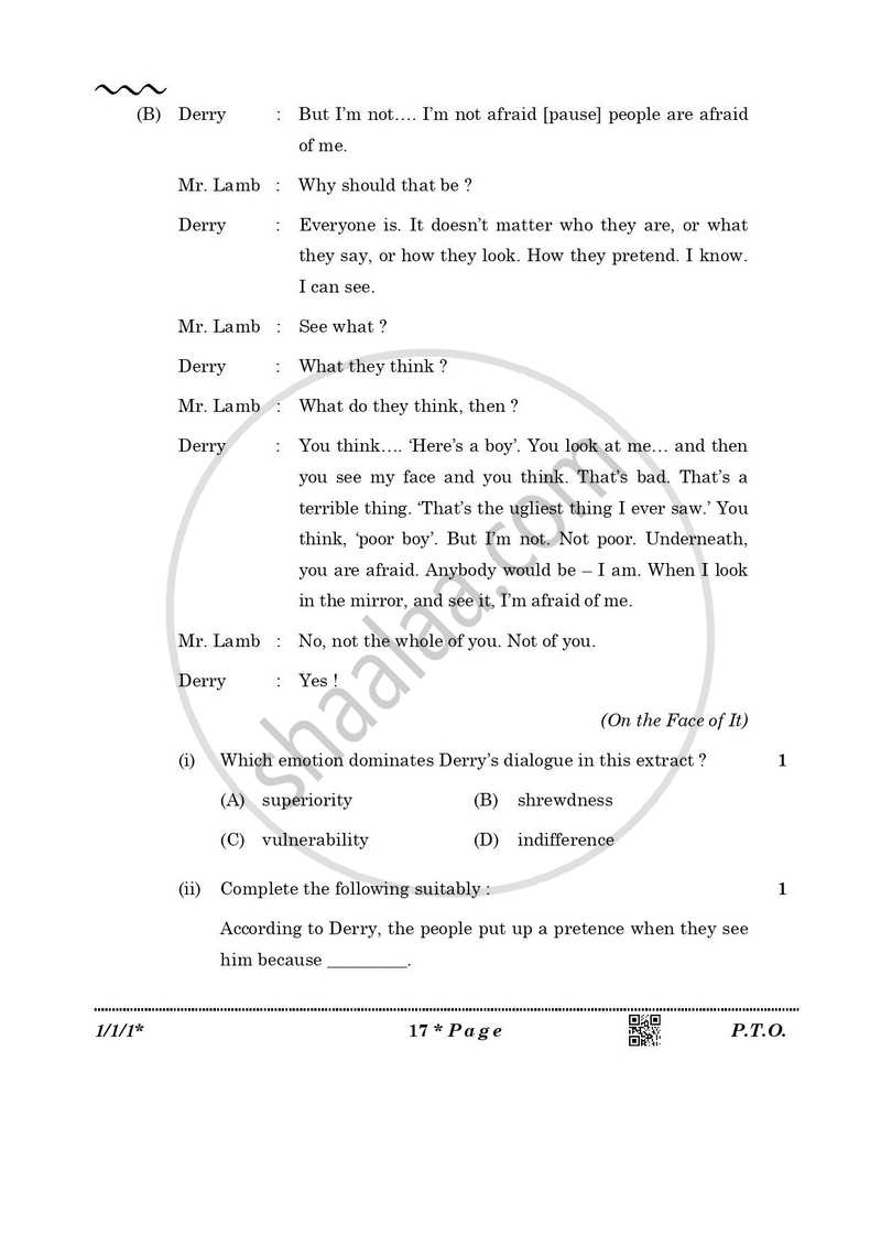 English Core 2025-2026 - CBSE 12th - Class 12 - CBSE (Central Board of Secondary Education) question paper with PDF download