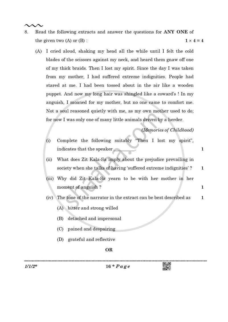 English Core 2025-2026 - CBSE 12th - Class 12 - CBSE (Central Board of Secondary Education) question paper with PDF download