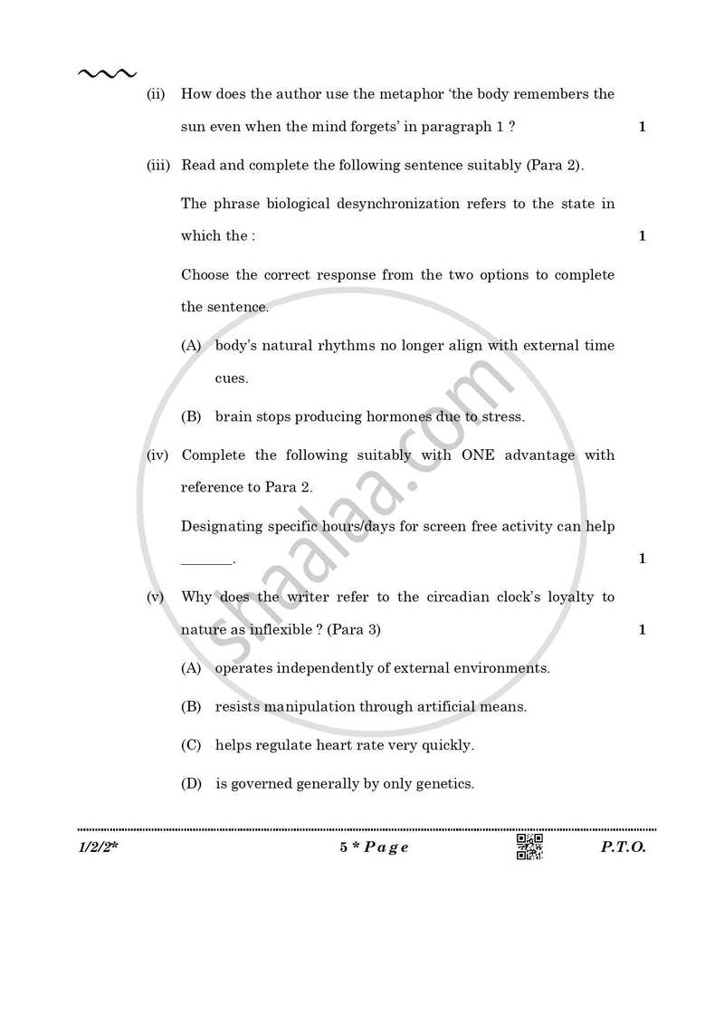 English Core 2025-2026 - CBSE 12th - Class 12 - CBSE (Central Board of Secondary Education) question paper with PDF download