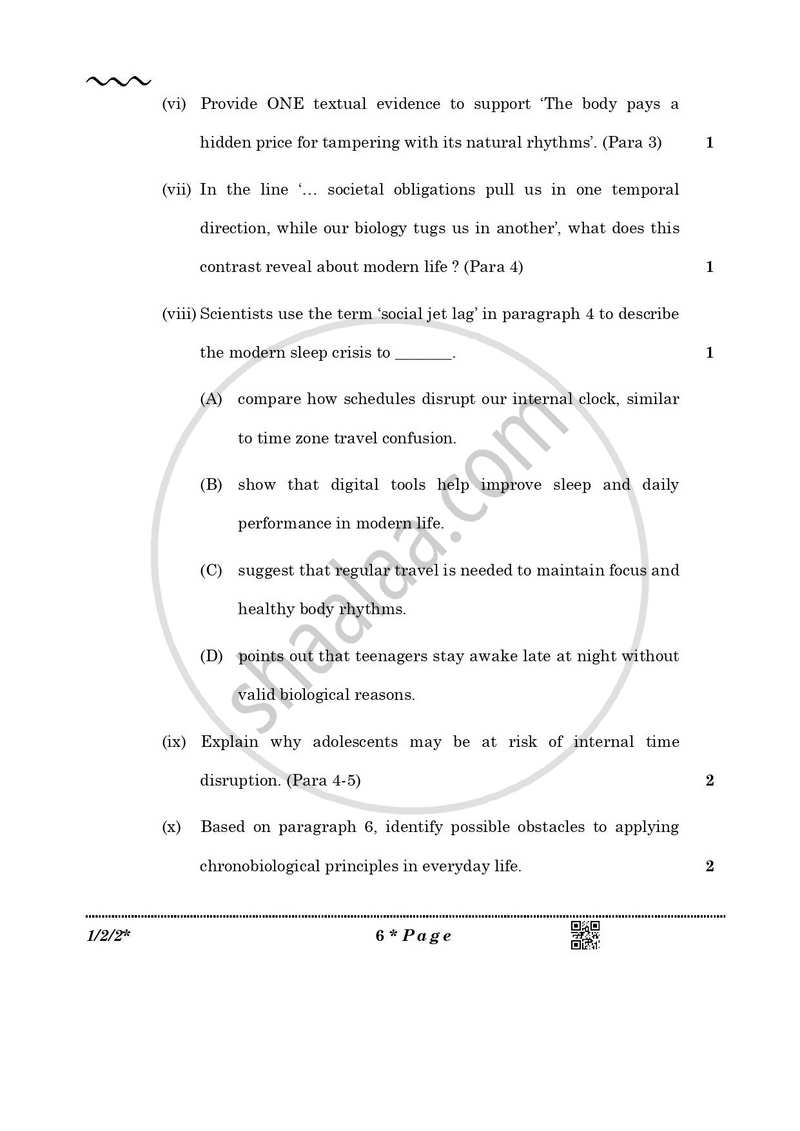 English Core 2025-2026 - CBSE 12th - Class 12 - CBSE (Central Board of Secondary Education) question paper with PDF download