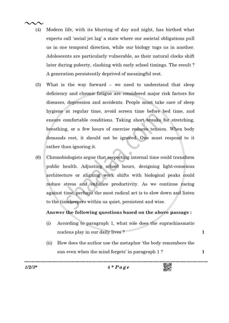 English Core 2025-2026 - CBSE 12th - Class 12 - CBSE (Central Board of Secondary Education) question paper with PDF download