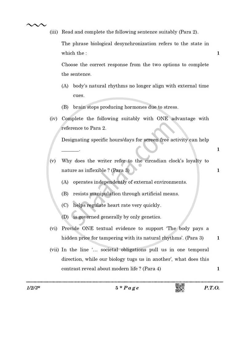 English Core 2025-2026 - CBSE 12th - Class 12 - CBSE (Central Board of Secondary Education) question paper with PDF download