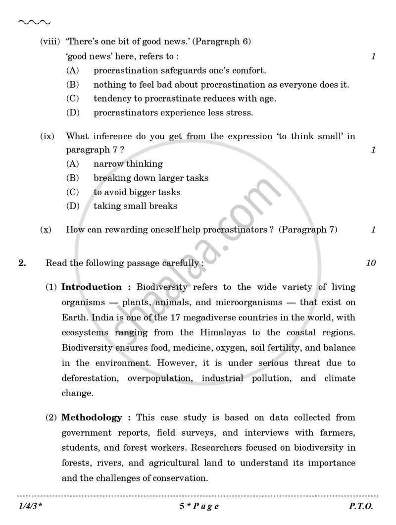 English Core 2025-2026 - CBSE 12th - Class 12 - CBSE (Central Board of Secondary Education) question paper with PDF download