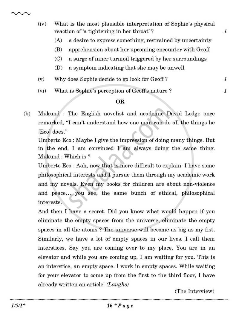 English Core 2025-2026 - CBSE 12th - Class 12 - CBSE (Central Board of Secondary Education) question paper with PDF download