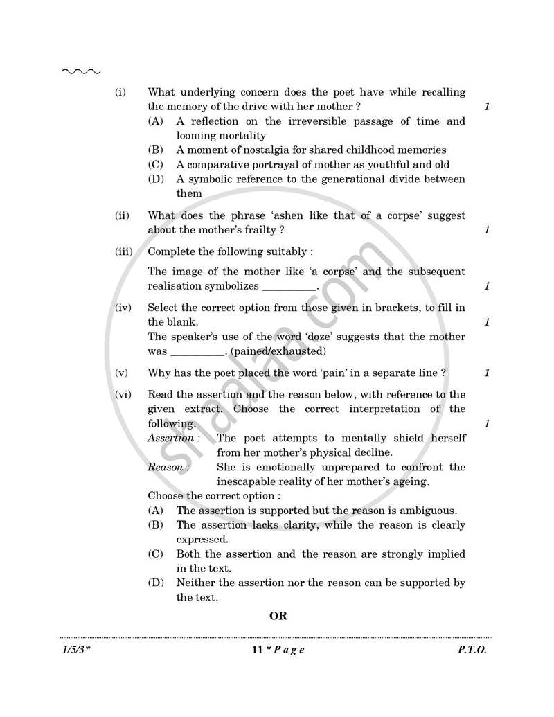 English Core 2025-2026 - CBSE 12th - Class 12 - CBSE (Central Board of Secondary Education) question paper with PDF download