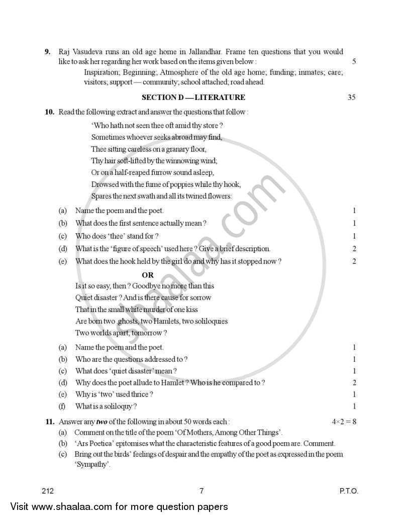English Elective - CBSE (Functional English) 2006-2007 - CBSE 12th - Class 12 - CBSE (Central Board of Secondary Education) question paper with PDF download