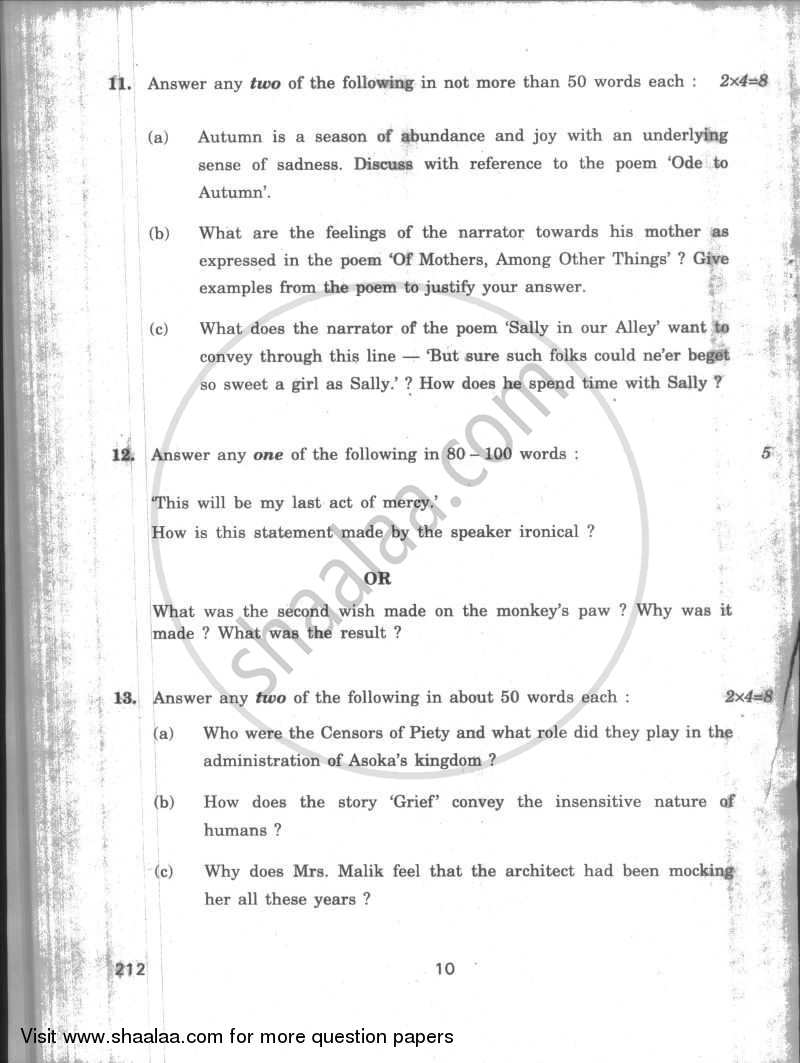 English Elective - CBSE (Functional English) 2009-2010 - CBSE 12th - Class 12 - CBSE (Central Board of Secondary Education) question paper with PDF download