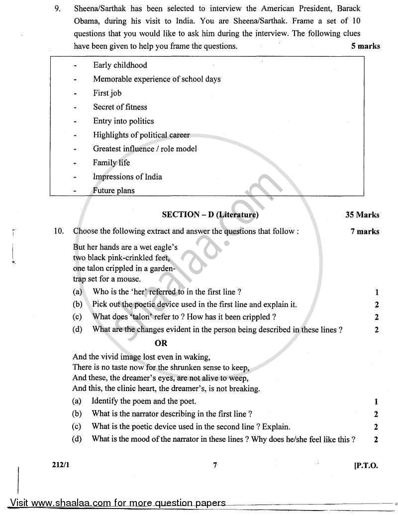 English Elective - CBSE (Functional English) 2010-2011 - CBSE 12th - Class 12 - CBSE (Central Board of Secondary Education) question paper with PDF download