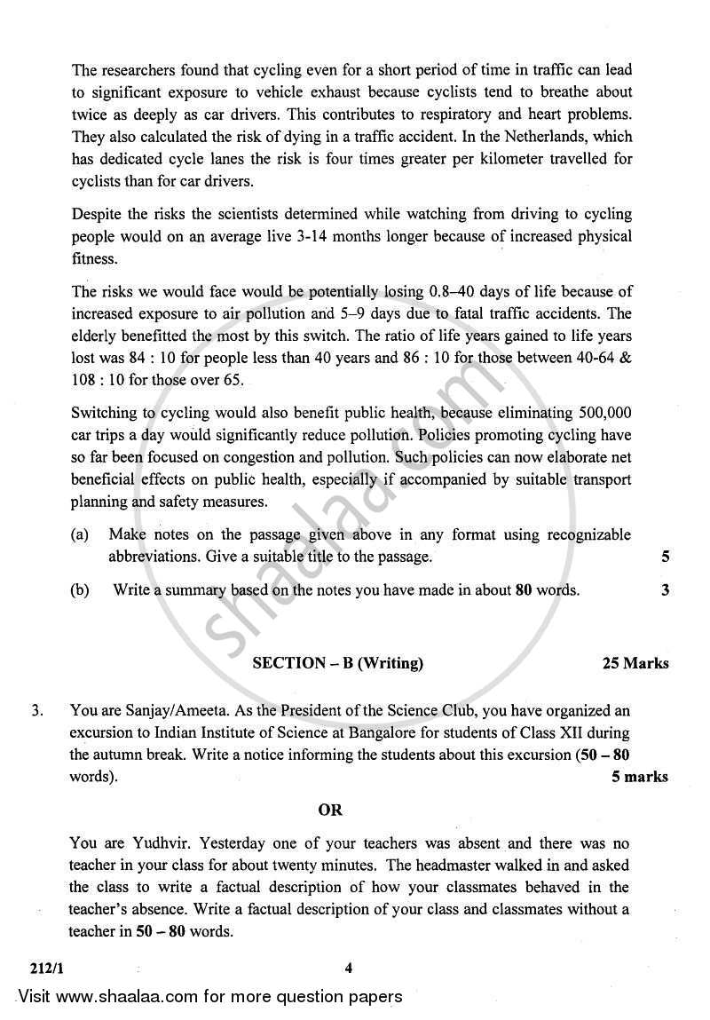 English Elective - CBSE (Functional English) 2010-2011 - CBSE 12th - Class 12 - CBSE (Central Board of Secondary Education) question paper with PDF download