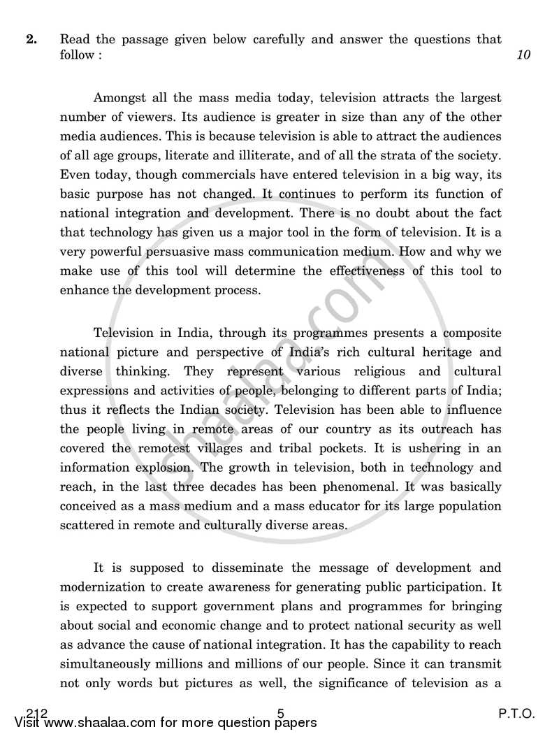 English Elective - CBSE (Functional English) 2016-2017 - CBSE 12th - Class 12 - CBSE (Central Board of Secondary Education) question paper with PDF download