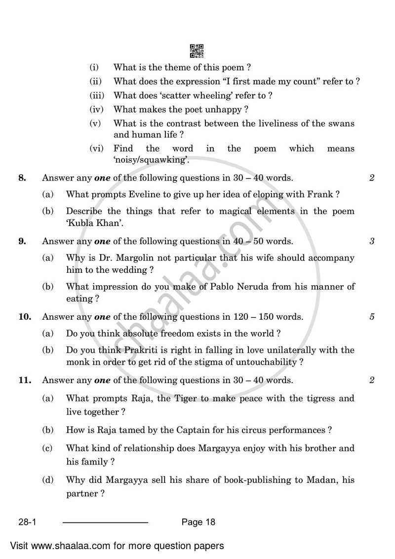 English Elective - CBSE (Functional English) 2023-2024 - CBSE 12th - Class 12 - CBSE (Central Board of Secondary Education) question paper with PDF download
