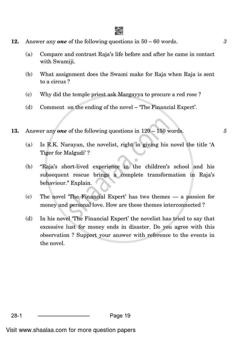 English Elective - CBSE (Functional English) 2023-2024 - CBSE 12th - Class 12 - CBSE (Central Board of Secondary Education) question paper with PDF download