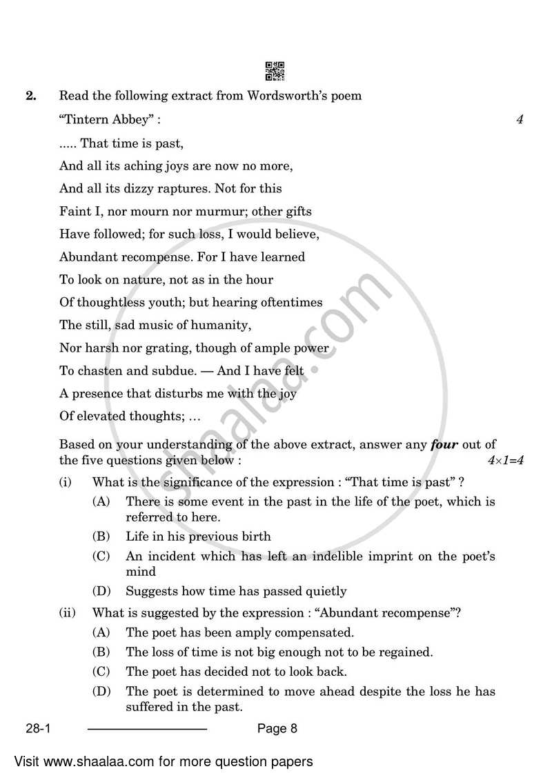 English Elective - CBSE (Functional English) 2023-2024 - CBSE 12th - Class 12 - CBSE (Central Board of Secondary Education) question paper with PDF download