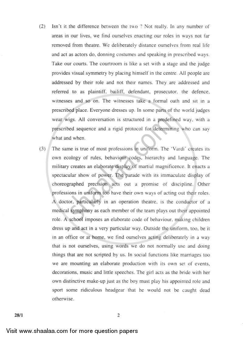 English Elective - NCERT 2009-2010 - CBSE 12th - Class 12 - CBSE (Central Board of Secondary Education) question paper with PDF download