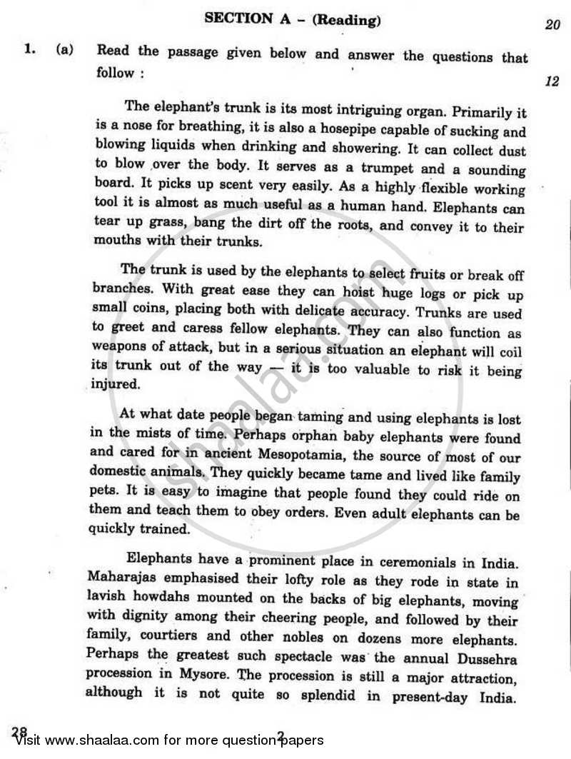 English Elective - NCERT 2010-2011 - CBSE 12th - Class 12 - CBSE (Central Board of Secondary Education) question paper with PDF download