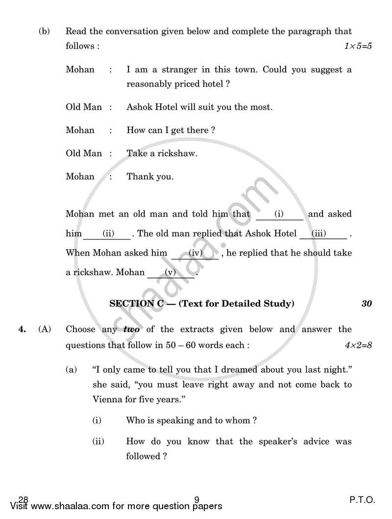 English Elective - NCERT 2016-2017 - CBSE 12th - Class 12 - CBSE (Central Board of Secondary Education) question paper with PDF download
