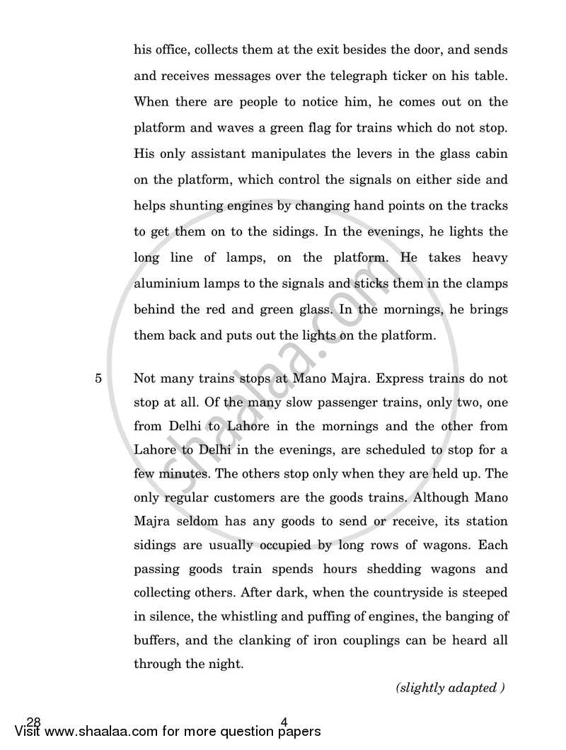 English Elective - NCERT 2018-2019 - CBSE 12th - Class 12 - CBSE (Central Board of Secondary Education) question paper with PDF download