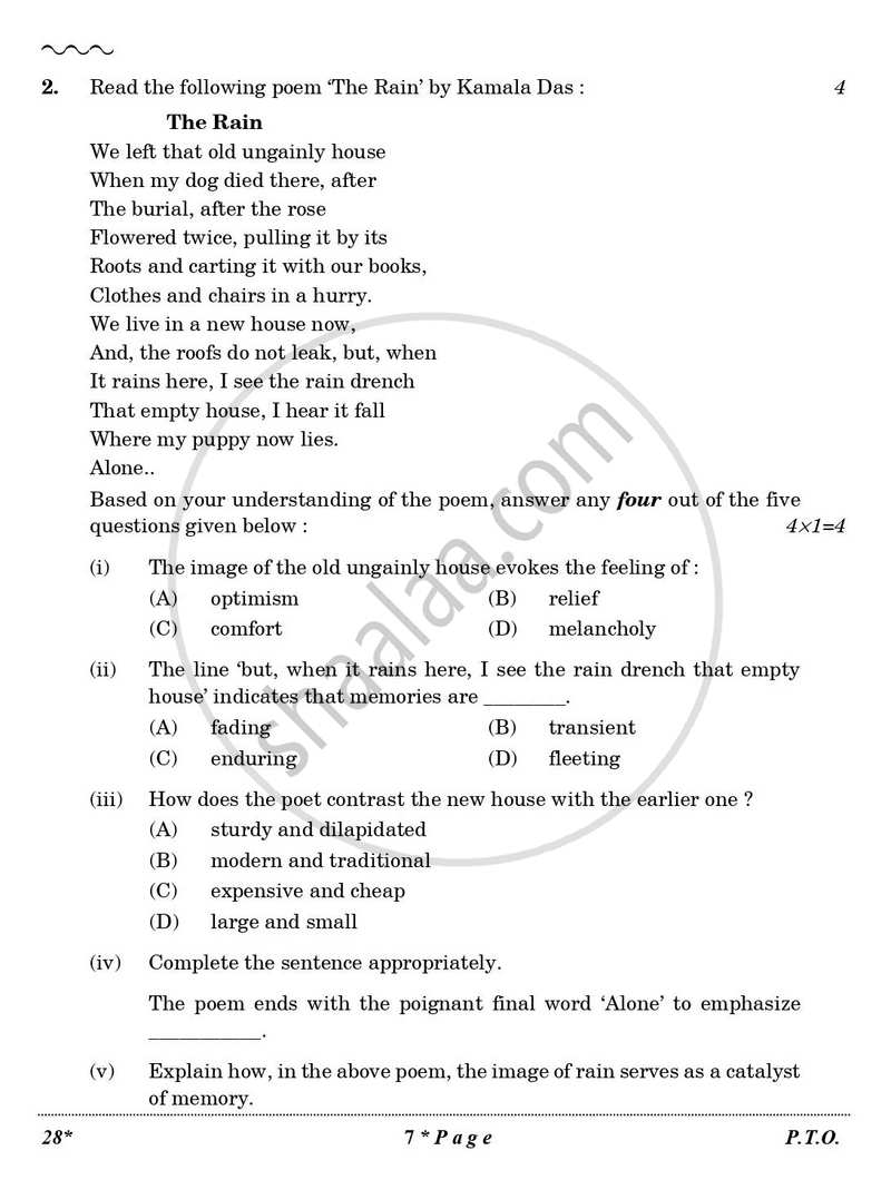 English Elective - NCERT 2025-2026 - CBSE 12th - Class 12 - CBSE (Central Board of Secondary Education) question paper with PDF download