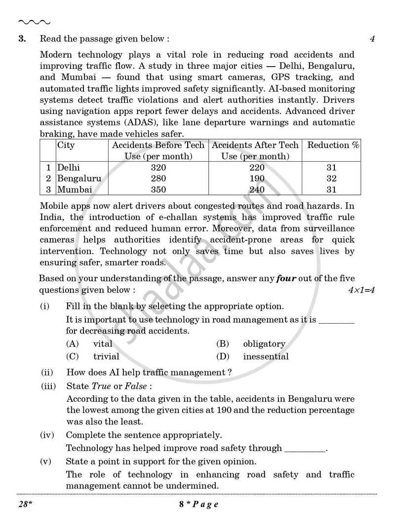 English Elective - NCERT 2025-2026 - CBSE 12th - Class 12 - CBSE (Central Board of Secondary Education) question paper with PDF download